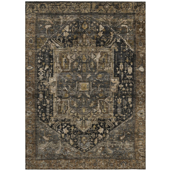 HomeRoots 5' Brown Medallion Washable Rug - Stylish, Durable Indoor & Outdoor Area Rug for High-Traffic Spaces 8' X 10' 608031