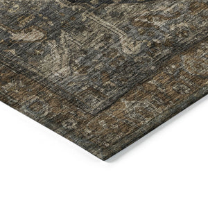 HomeRoots 9' X 12' Brown Medallion Area Rug - Durable, Washable, Stylish Design for Indoor & Outdoor Spaces 608032