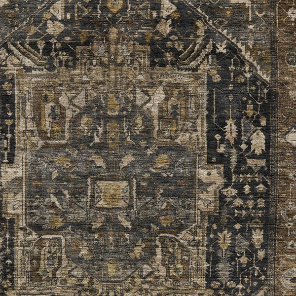 HomeRoots 9' X 12' Brown Medallion Area Rug - Durable, Washable, Stylish Design for Indoor & Outdoor Spaces 608032