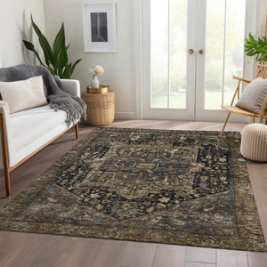 HomeRoots 9' X 12' Brown Medallion Area Rug - Durable, Washable, Stylish Design for Indoor & Outdoor Spaces 608032