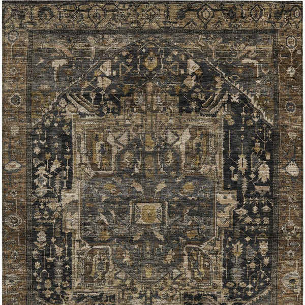 HomeRoots 5' Brown Medallion Washable Rug - Stylish, Durable Indoor & Outdoor Area Rug for High-Traffic Spaces 10' X 14' 608033