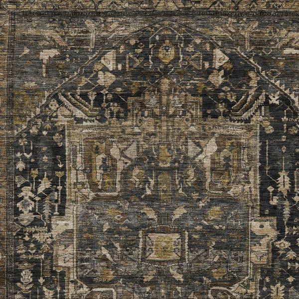 HomeRoots 5' Brown Medallion Washable Rug - Stylish, Durable Indoor & Outdoor Area Rug for High-Traffic Spaces 10' X 14' 608033
