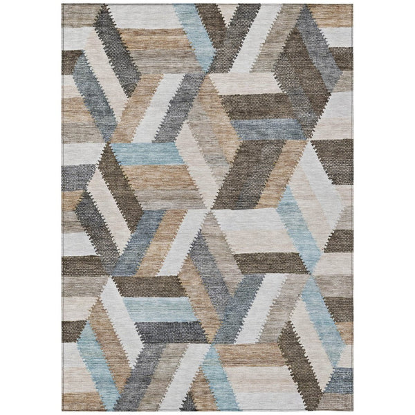 HomeRoots 5' Brown Geometric Indoor Outdoor Area Rug - Stylish, Durable, Washable Design for Any Space 5' X 8' 608041