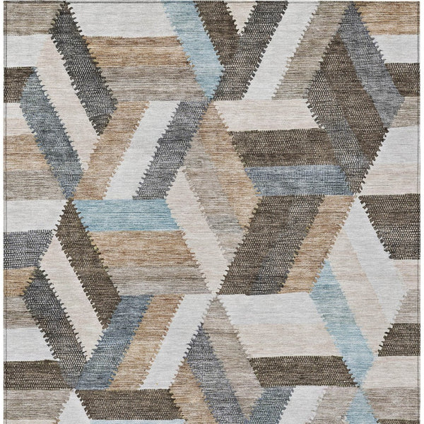 HomeRoots 5' Brown Geometric Indoor Outdoor Area Rug - Stylish, Durable, Washable Design for Any Space 8' X 10' 608043