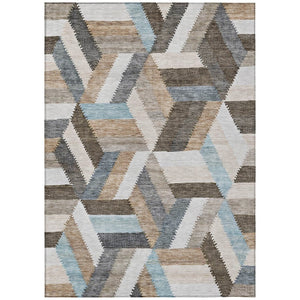 HomeRoots 5' Brown Geometric Indoor Outdoor Area Rug - Stylish, Durable, Washable Design for Any Space 8' X 10' 608043