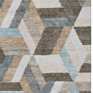 HomeRoots 5' Brown Geometric Indoor Outdoor Area Rug - Stylish, Durable, Washable Design for Any Space 9' X 12' 608044