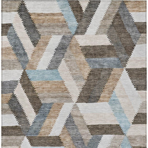 HomeRoots 5' Brown Geometric Indoor Outdoor Area Rug - Stylish, Durable, Washable Design for Any Space 10' X 14' 608045