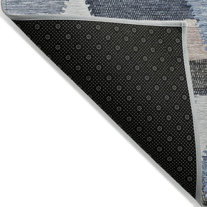 HomeRoots 5' Blue Geometric Washable Area Rug for Indoor & Outdoor Use – Stylish, Durable, and Easy-Care Design 8' X 10' 608049