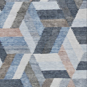 HomeRoots 5' Blue Geometric Washable Area Rug for Indoor & Outdoor Use – Stylish, Durable, and Easy-Care Design 8' X 10' 608049