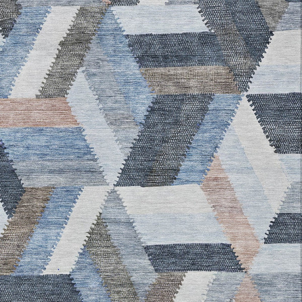 HomeRoots 5' Blue Geometric Washable Area Rug for Indoor & Outdoor Use – Stylish, Durable, and Easy-Care Design 8' X 10' 608049