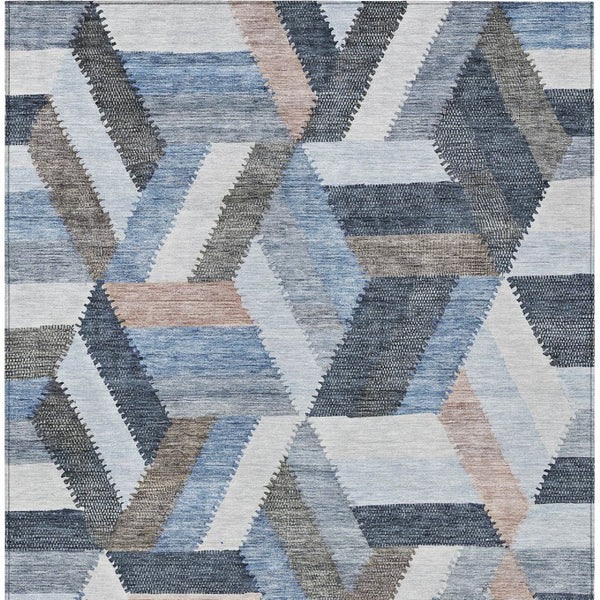HomeRoots 5' Blue Geometric Washable Area Rug for Indoor & Outdoor Use – Stylish, Durable, and Easy-Care Design 10' X 14' 608051