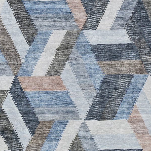 HomeRoots 5' Blue Geometric Washable Area Rug for Indoor & Outdoor Use – Stylish, Durable, and Easy-Care Design 10' X 14' 608051