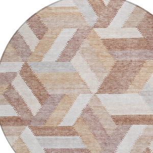 HomeRoots 5' Copper Geometric Area Rug - Durable, Washable, Indoor/Outdoor - Stylish & Easy-Care Home Essential 8' Round 608054