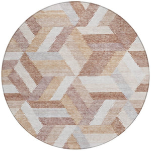 HomeRoots 5' Copper Geometric Area Rug - Durable, Washable, Indoor/Outdoor - Stylish & Easy-Care Home Essential 8' Round 608054