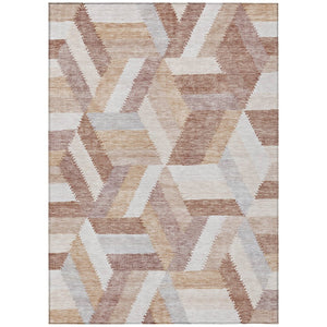 HomeRoots 5' Copper Geometric Area Rug - Durable, Washable, Indoor/Outdoor - Stylish & Easy-Care Home Essential 8' X 10' 608055