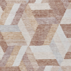HomeRoots 5' Copper Geometric Area Rug - Durable, Washable, Indoor/Outdoor - Stylish & Easy-Care Home Essential 8' X 10' 608055