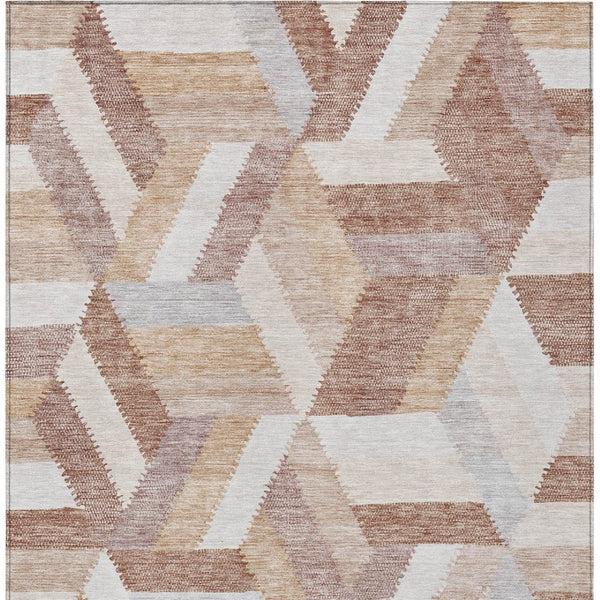 HomeRoots 5' Copper Geometric Area Rug - Durable, Washable, Indoor/Outdoor - Stylish & Easy-Care Home Essential 9' X 12' 608056