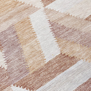 HomeRoots 5' Copper Geometric Area Rug - Durable, Washable, Indoor/Outdoor - Stylish & Easy-Care Home Essential 9' X 12' 608056