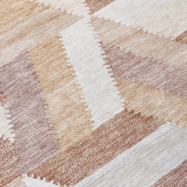 HomeRoots 5' Copper Geometric Area Rug - Durable, Washable, Indoor/Outdoor - Stylish & Easy-Care Home Essential 9' X 12' 608056
