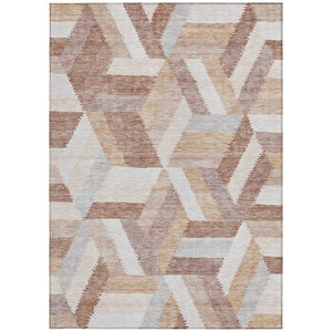 HomeRoots 5' Copper Geometric Area Rug - Durable, Washable, Indoor/Outdoor - Stylish & Easy-Care Home Essential 10' X 14' 608057