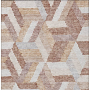 HomeRoots 5' Copper Geometric Area Rug - Durable, Washable, Indoor/Outdoor - Stylish & Easy-Care Home Essential 10' X 14' 608057