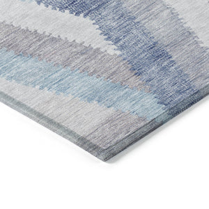 HomeRoots 5' Stylish Denim Blue Geometric Area Rug - Durable, Washable, Perfect for Indoor & Outdoor Use! 5' X 8' 608059