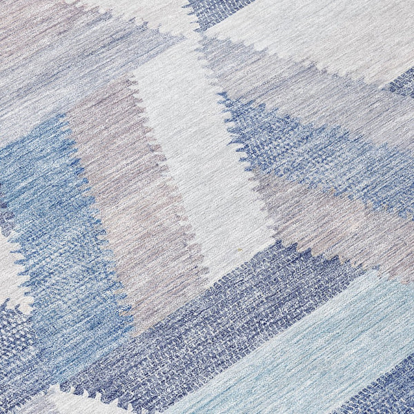 HomeRoots 5' Stylish Denim Blue Geometric Area Rug - Durable, Washable, Perfect for Indoor & Outdoor Use! 8' Round 608060
