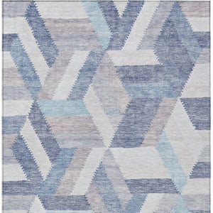 HomeRoots 5' Stylish Denim Blue Geometric Area Rug - Durable, Washable, Perfect for Indoor & Outdoor Use! 8' X 10' 608061