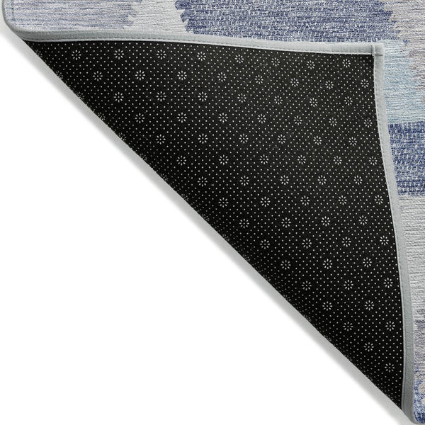 HomeRoots 5' Stylish Denim Blue Geometric Area Rug - Durable, Washable, Perfect for Indoor & Outdoor Use! 9' X 12' 608062
