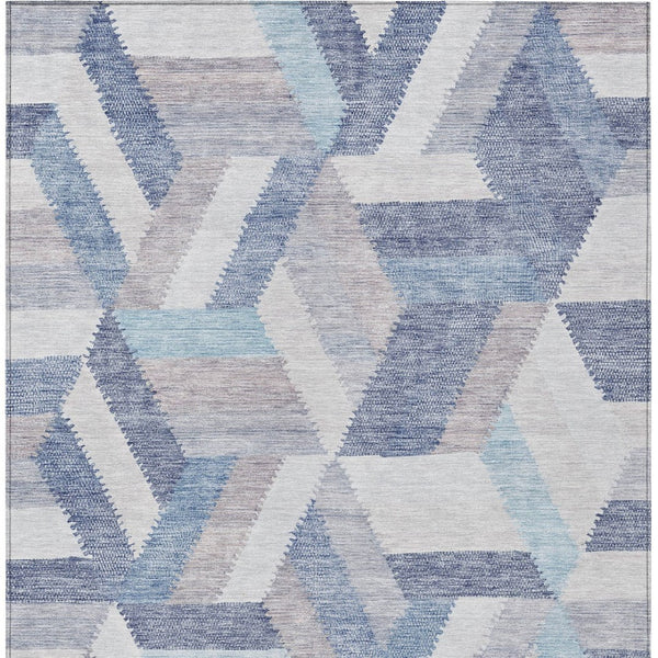 HomeRoots 5' Stylish Denim Blue Geometric Area Rug - Durable, Washable, Perfect for Indoor & Outdoor Use! 9' X 12' 608062