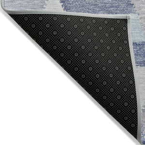 HomeRoots 5' Stylish Denim Blue Geometric Area Rug - Durable, Washable, Perfect for Indoor & Outdoor Use! 10' X 14' 608063