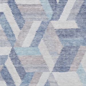 HomeRoots 5' Stylish Denim Blue Geometric Area Rug - Durable, Washable, Perfect for Indoor & Outdoor Use! 10' X 14' 608063