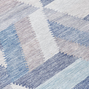 HomeRoots 5' Stylish Denim Blue Geometric Area Rug - Durable, Washable, Perfect for Indoor & Outdoor Use! 10' X 14' 608063