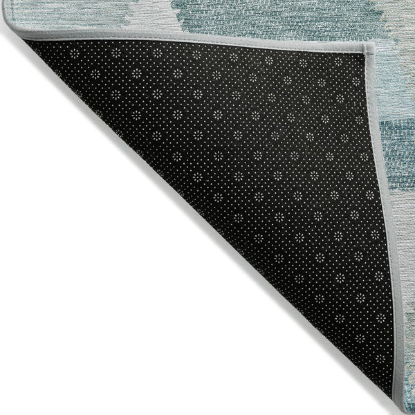 HomeRoots 9' X 12' Teal Blue Geometric Area Rug - Stylish, Durable, and Machine Washable for Indoor/Outdoor Use 608074