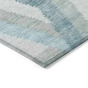 HomeRoots 9' X 12' Teal Blue Geometric Area Rug - Stylish, Durable, and Machine Washable for Indoor/Outdoor Use 608074