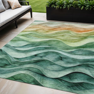 HomeRoots 5' Teal Blue Abstract Area Rug – Washable, Heavy-Duty Design for Indoor and Outdoor Style & Durability 5' X 8' 608077