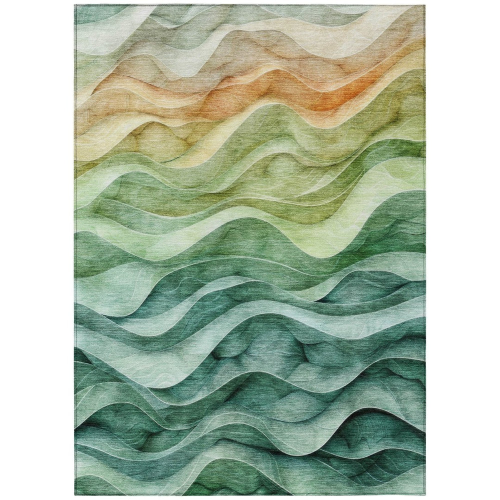 HomeRoots 5' Teal Blue Abstract Area Rug – Washable, Heavy-Duty Design for Indoor and Outdoor Style & Durability 5' X 8' 608077