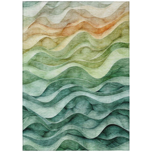 HomeRoots 5' Teal Blue Abstract Area Rug – Washable, Heavy-Duty Design for Indoor and Outdoor Style & Durability 8' X 10' 608079