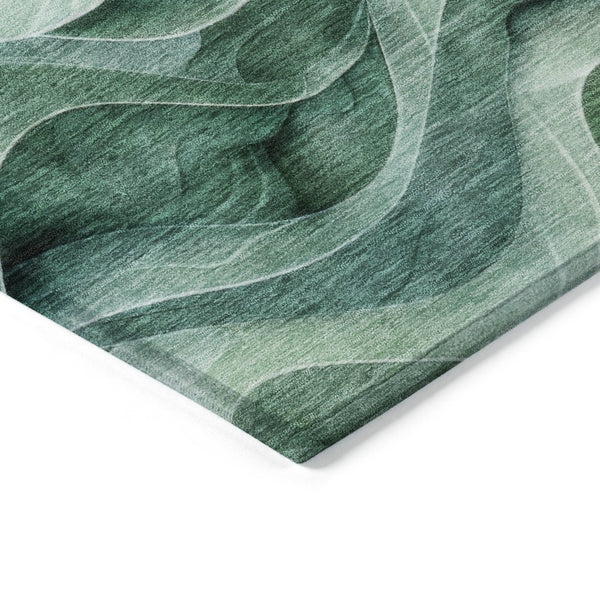 HomeRoots 5' Teal Blue Abstract Area Rug – Washable, Heavy-Duty Design for Indoor and Outdoor Style & Durability 8' X 10' 608079