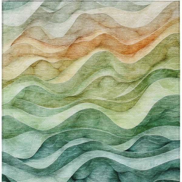 HomeRoots 5' Teal Blue Abstract Area Rug – Washable, Heavy-Duty Design for Indoor and Outdoor Style & Durability 10' X 14' 608081