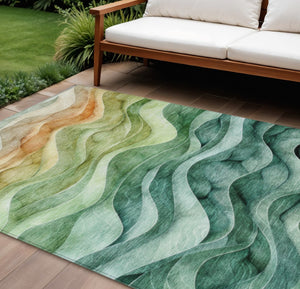 HomeRoots 5' Teal Blue Abstract Area Rug – Washable, Heavy-Duty Design for Indoor and Outdoor Style & Durability 10' X 14' 608081