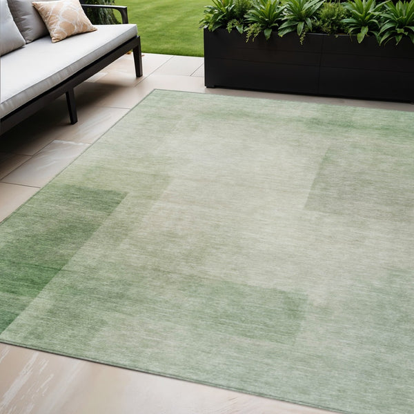 HomeRoots 5' Geometric Artichoke Green Washable Area Rug - Stylish, Durable Design for Indoor and Outdoor Use 5' X 8' 608083