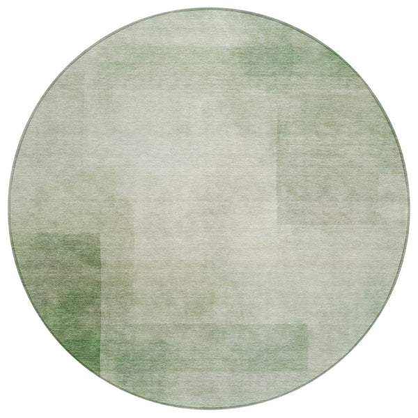 HomeRoots 5' Geometric Artichoke Green Washable Area Rug - Stylish, Durable Design for Indoor and Outdoor Use 8' Round 608084