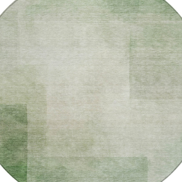 HomeRoots 5' Geometric Artichoke Green Washable Area Rug - Stylish, Durable Design for Indoor and Outdoor Use 8' Round 608084