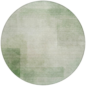 HomeRoots 5' Geometric Artichoke Green Washable Area Rug - Stylish, Durable Design for Indoor and Outdoor Use 8' Round 608084