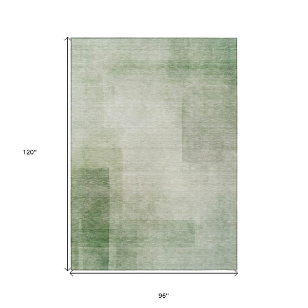 HomeRoots 5' Geometric Artichoke Green Washable Area Rug - Stylish, Durable Design for Indoor and Outdoor Use 8' X 10' 608085