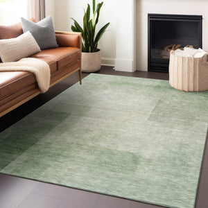 HomeRoots 5' Geometric Artichoke Green Washable Area Rug - Stylish, Durable Design for Indoor and Outdoor Use 8' X 10' 608085