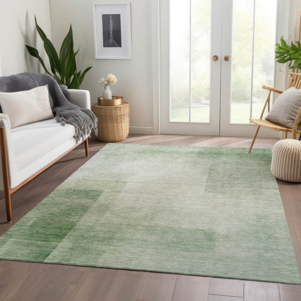 HomeRoots 5' Geometric Artichoke Green Washable Area Rug - Stylish, Durable Design for Indoor and Outdoor Use 8' X 10' 608085