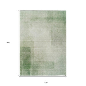 HomeRoots 5' Geometric Artichoke Green Washable Area Rug - Stylish, Durable Design for Indoor and Outdoor Use 10' X 14' 608087