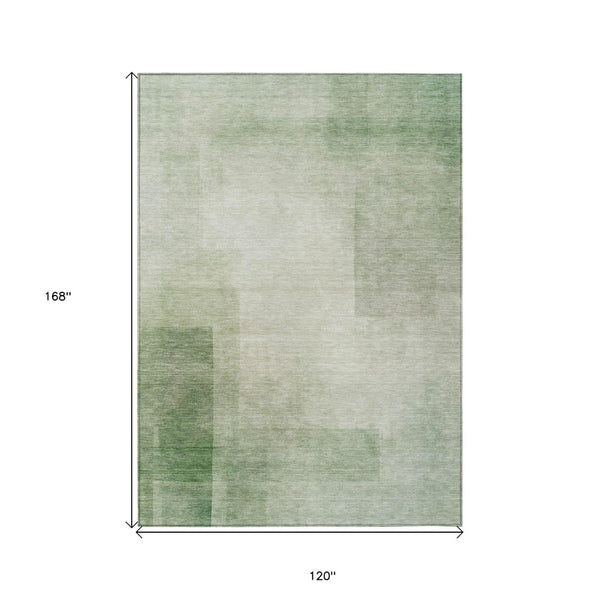 HomeRoots 5' Geometric Artichoke Green Washable Area Rug - Stylish, Durable Design for Indoor and Outdoor Use 10' X 14' 608087